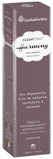 Lotiune tonica si demachiant bio pentru fata, ochi si buze, Cleantonic Harmony, 200ml Esentialaroms