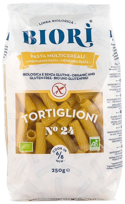Tortiglioni bio din faina multicereale, 250g Biori