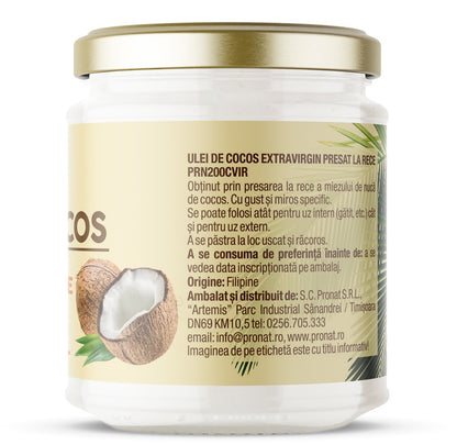 Ulei de cocos extravirgin presat la rece 200ml Pronat