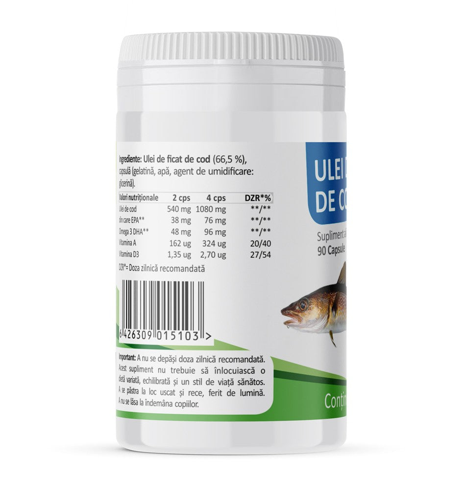 Ulei din ficat de cod 90 capsule Medicura