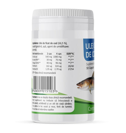 Ulei din ficat de cod 90 capsule Medicura