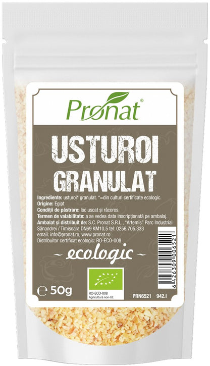 Usturoi uscat granulat fin bio, 50g Pronat