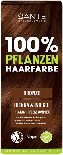Vopsea BIO pentru păr Bronz – Sante, 100% vegetală, fără amoniac (100g)