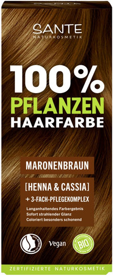 Vopsea BIO pentru păr Castaniu Maroniu Sante – 100% vegetală, fără amoniac (100g)