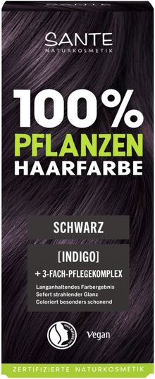 Vopsea BIO pentru păr, Negru – Sante, 100% vegetală, fără amoniac (100g)