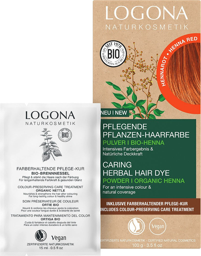 Vopsea de par bio pe baza de plante, 030, rosu henna 100g Logona