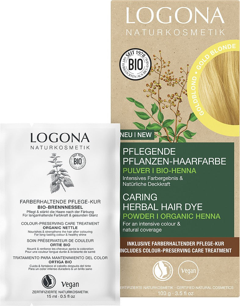 Vopsea de par bio pe baza de plante, 100g blond auriu Logona