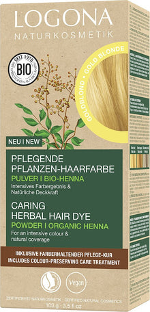 Vopsea de par bio pe baza de plante, 100g blond auriu Logona