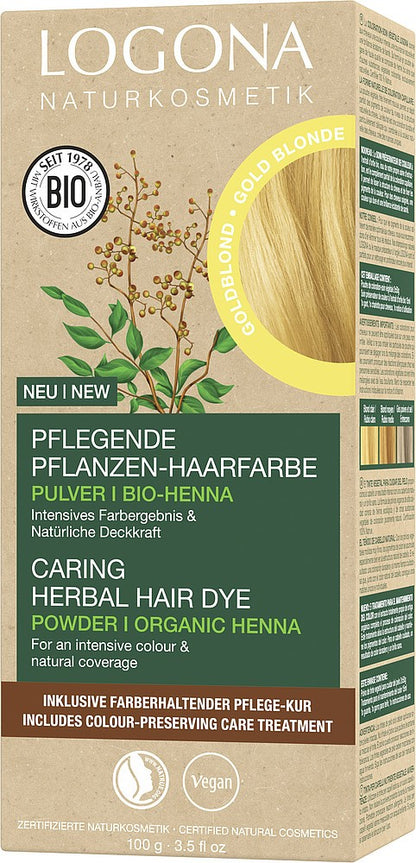 Vopsea de par bio pe baza de plante, 100g blond auriu Logona