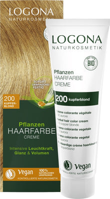 Vopsea de par Crema, Blond cupru 200, 150ml Logona