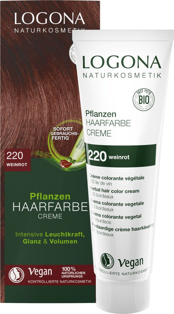 Vopsea de par crema, Rosu vin 220, 150ml Logona