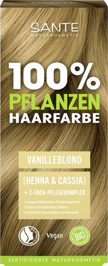Vopsea BIO pentru păr 100% vegetal, Blond Vanilie, 100g, Sante