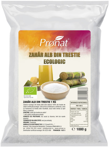 Zahar alb bio din trestie, Pronat