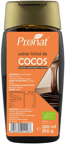 Zahar sirop de cocos, bio, 250ml / 350g Pronat