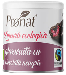 Zmeura glazurata cu ciocolata neagra bio, 100g Pronat